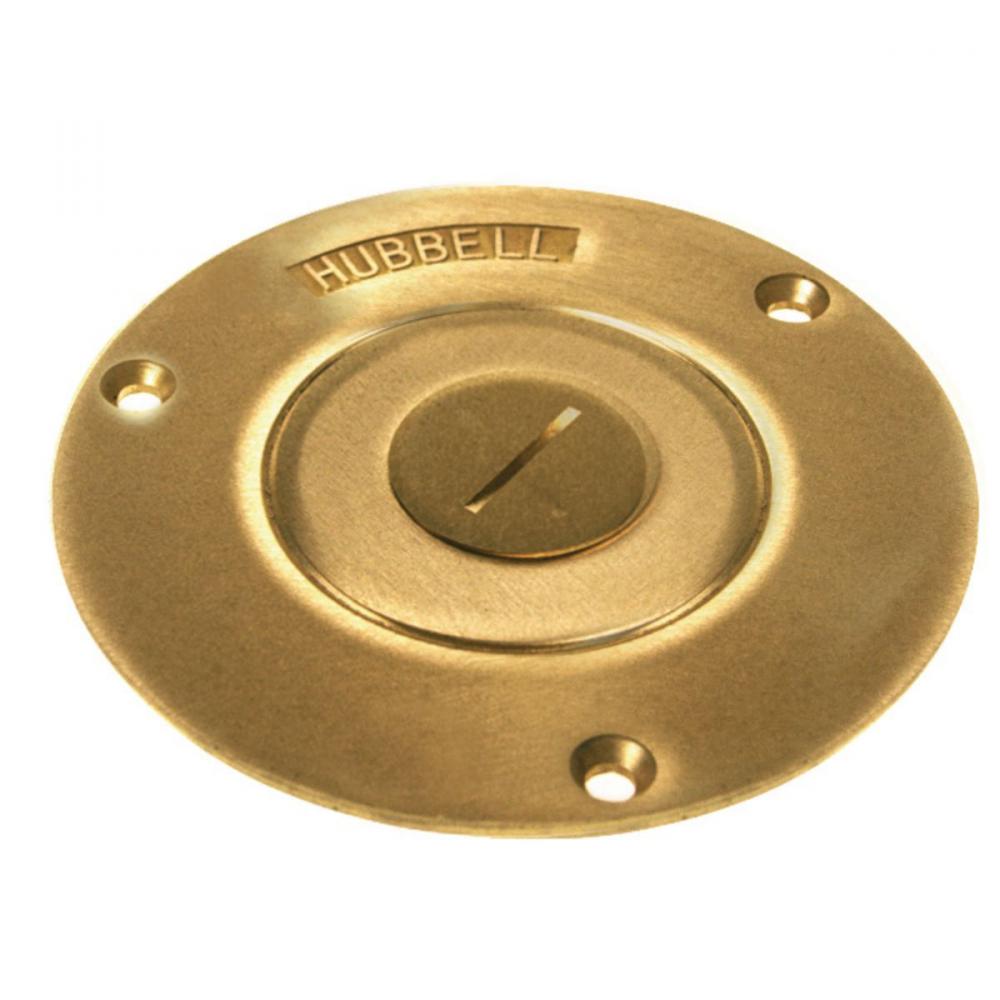 RND FLR BX 2-1/8X3/4 COMBO PLG CVR BRASS