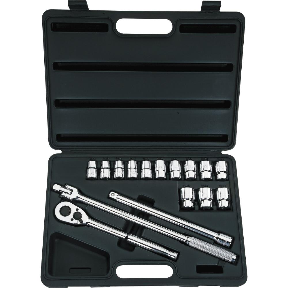 17 PC SOCKET SET 1/2&#34; DRIVE 6 PT METRIC