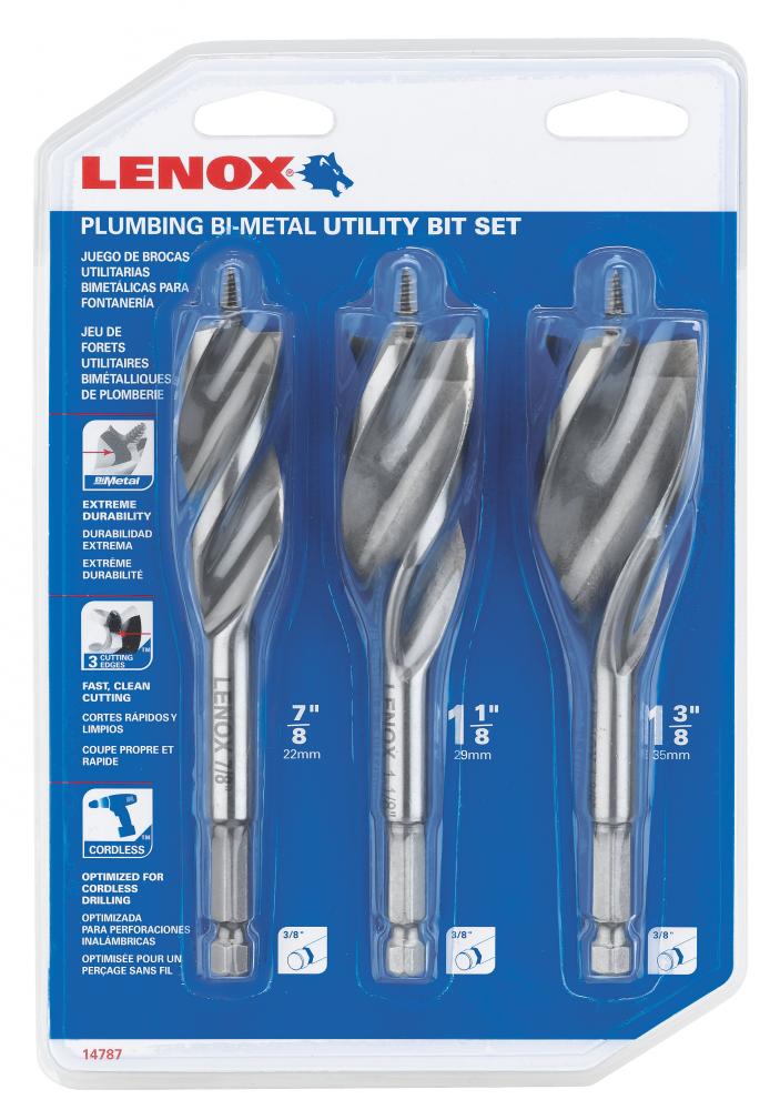 KITS 3 PC PLUMBER UTILITY BIT SET