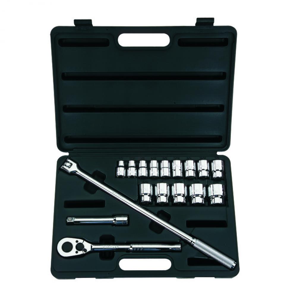 17 PC SOCKET SET 1/2&#34; DRIVE 12 PT SAE
