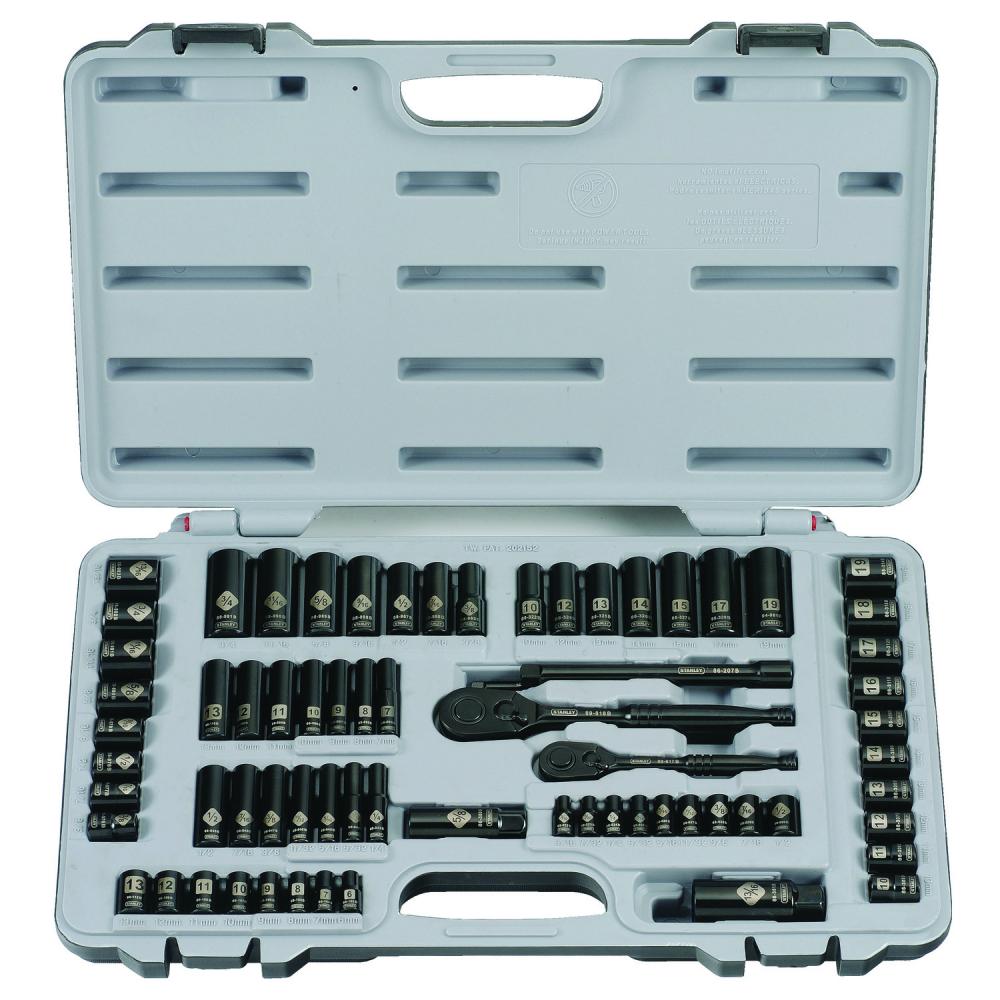 69PC SCKTSET BLK CHRMLSR ETCH 1/4&#34; 3/8&#34;