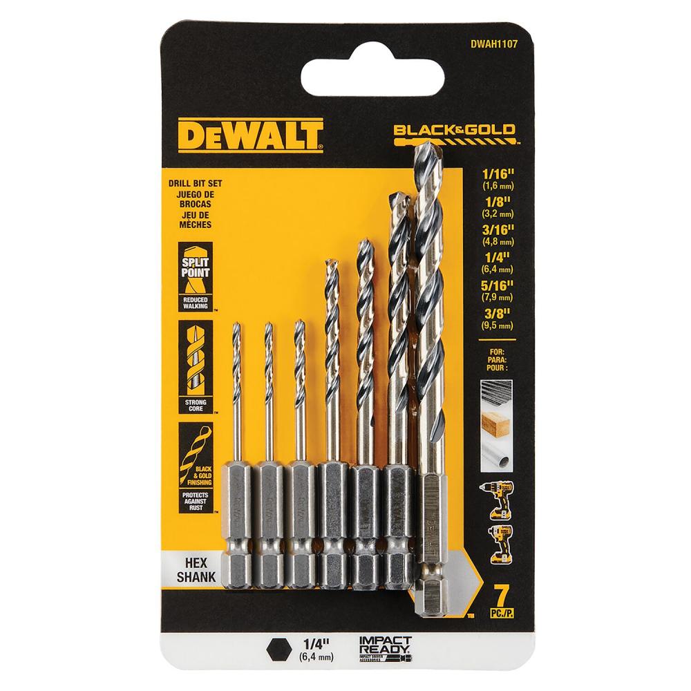 DW 7PC B&G HEX SHANK SET