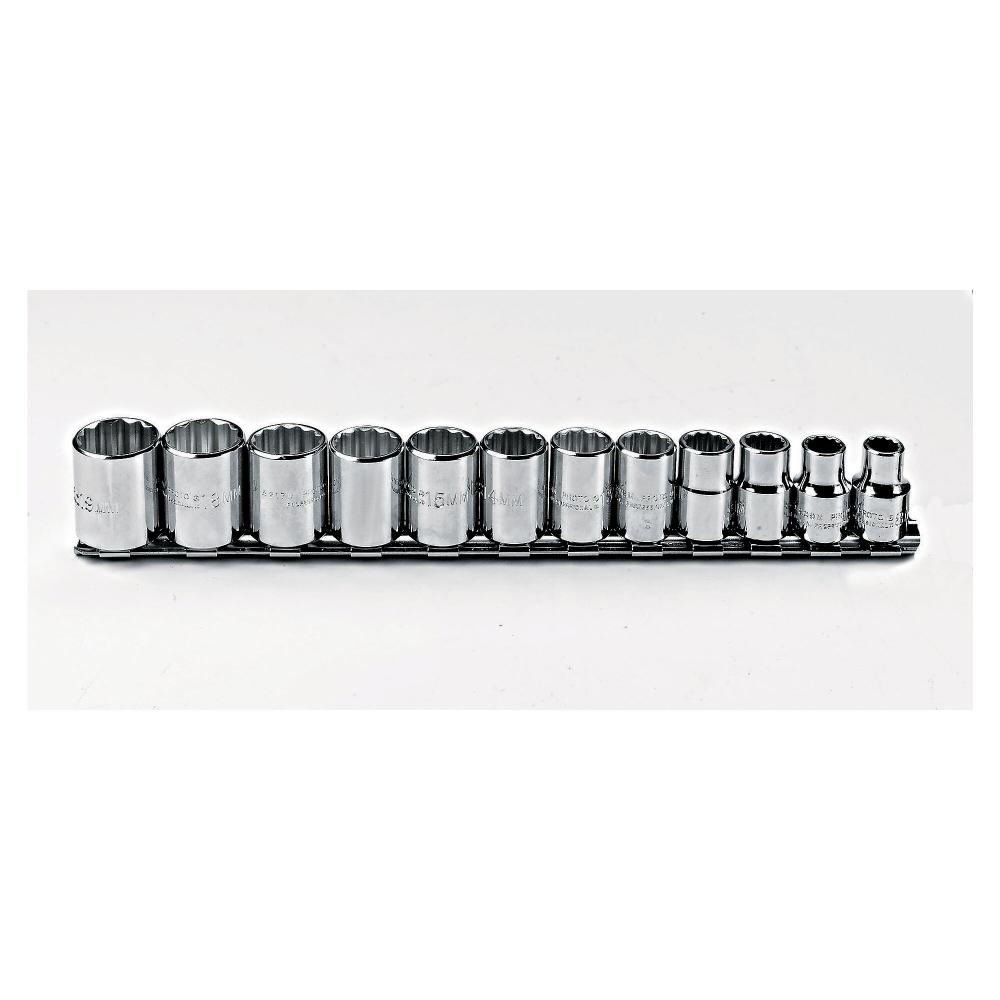 Socket SetTRQPLS Metric 12PC 3/8in 12PT